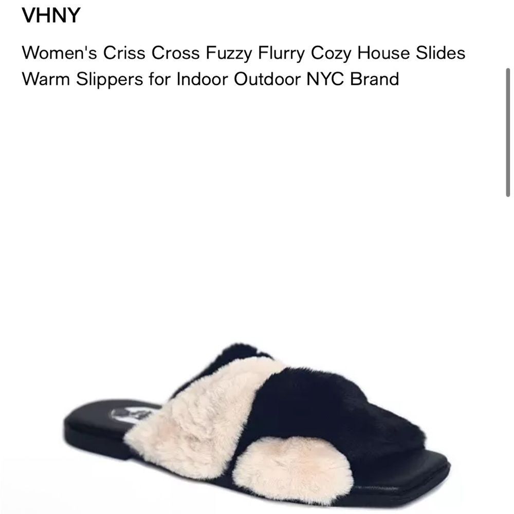 NIP Vivienne Hu Slides VHNY Criss Cross Faux Fur Slippers Women’s 7.5–8